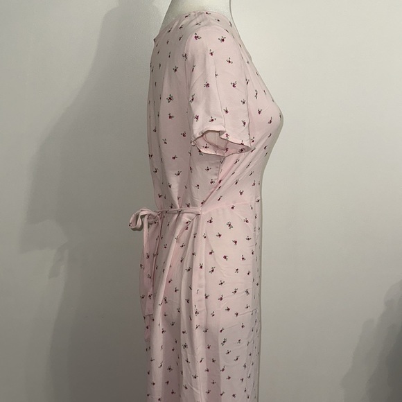 Hanna Andersson Maxi Dress Womens Large Floral Pink Short Sleeve Rayon USA Vtg - Picture 4 of 10